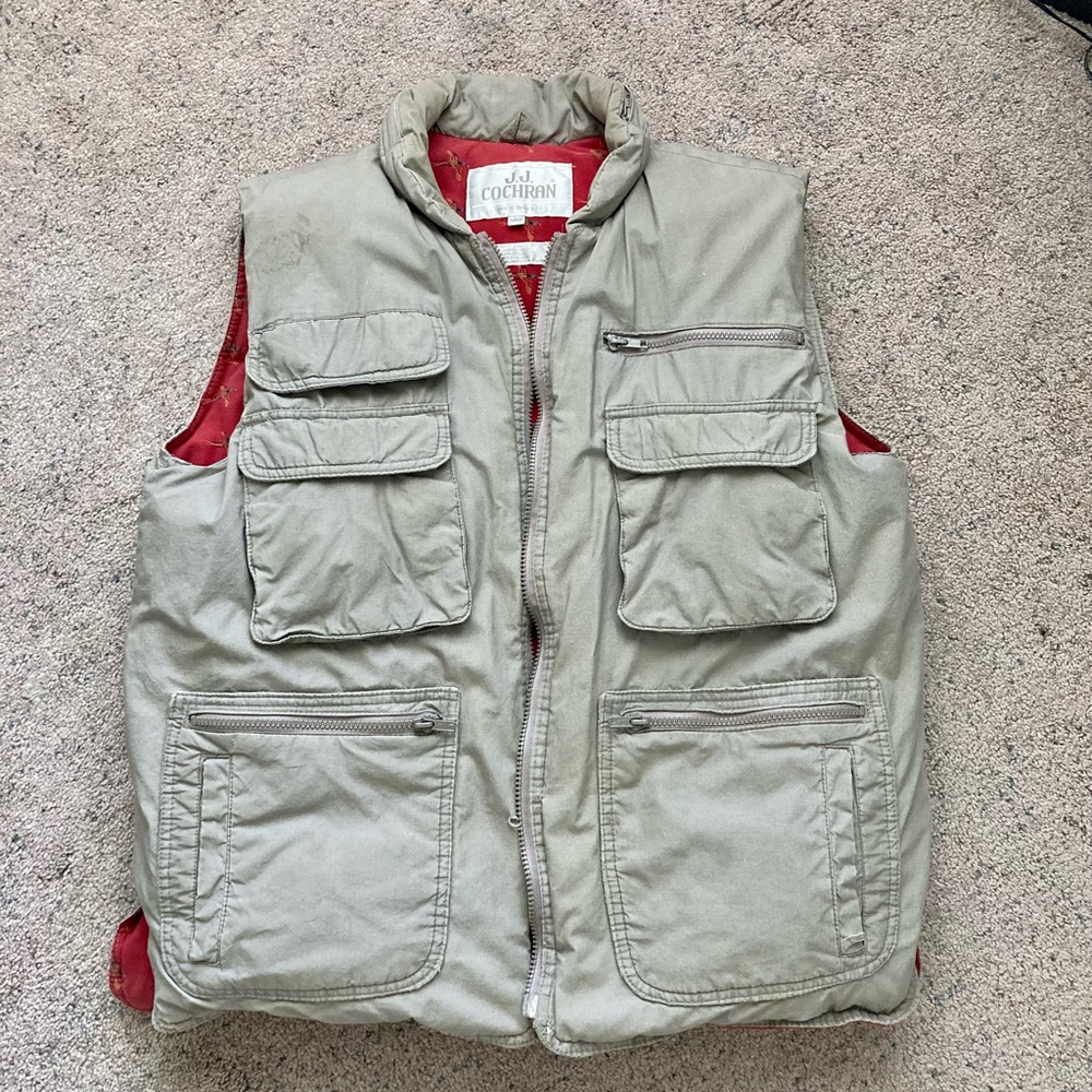 JJ COCHRAN Vintage Multi Pocket Down Vest Large